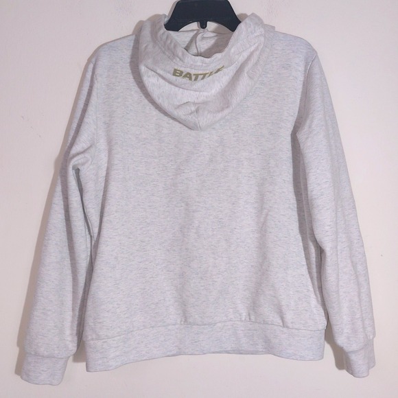 BATTLE Sports Graphic Hoodie Light Heather Gray Pullover Sweatshirt Mens L - Picture 7 of 9